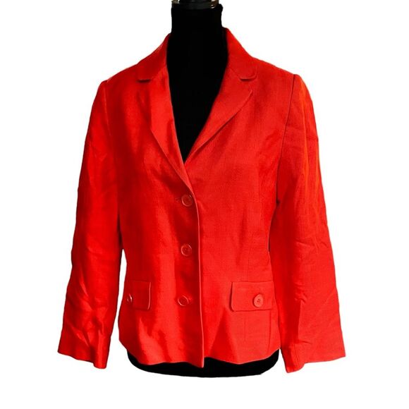 Boden Bright Orange 100% Viscose Blazer Women's Size 8 - Picture 1 of 9